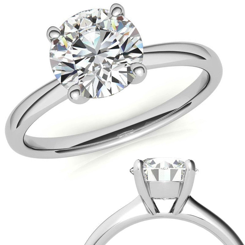 Round Brilliant Moissanite Low-Set Basket Solitaire Ring