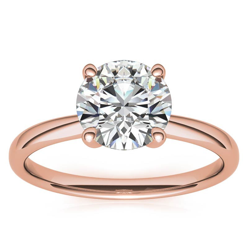 Round Brilliant Moissanite Low-Set Basket Solitaire Ring