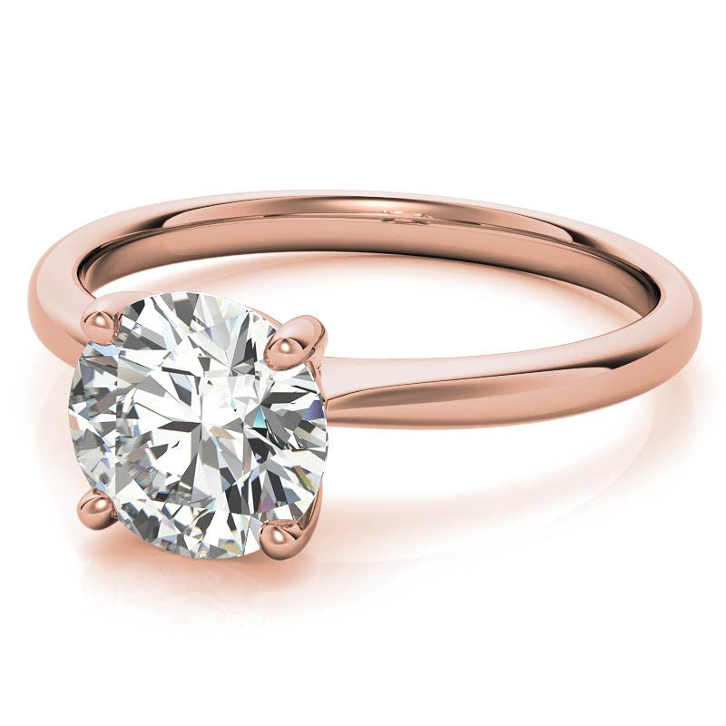 Round Brilliant Moissanite Low-Set Basket Solitaire Ring