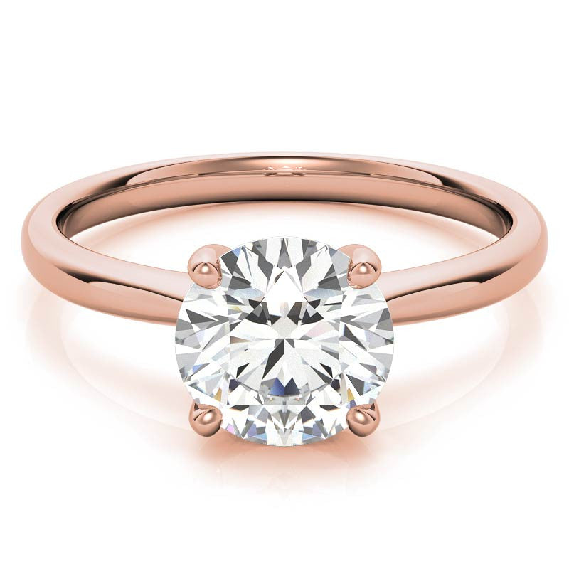 Round Brilliant Moissanite Low-Set Basket Solitaire Ring