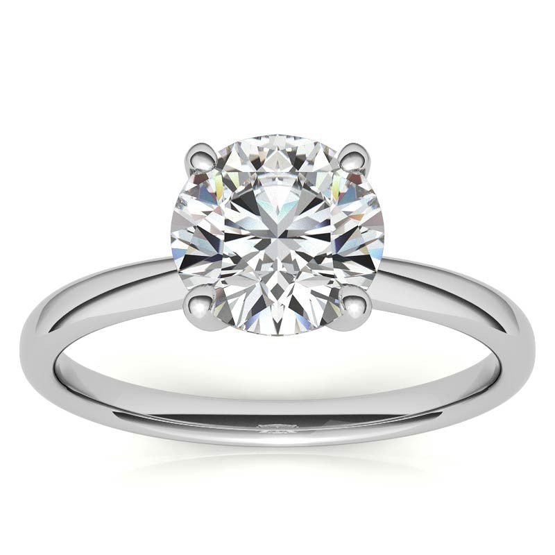 Round Brilliant Moissanite Low-Set Basket Solitaire Ring