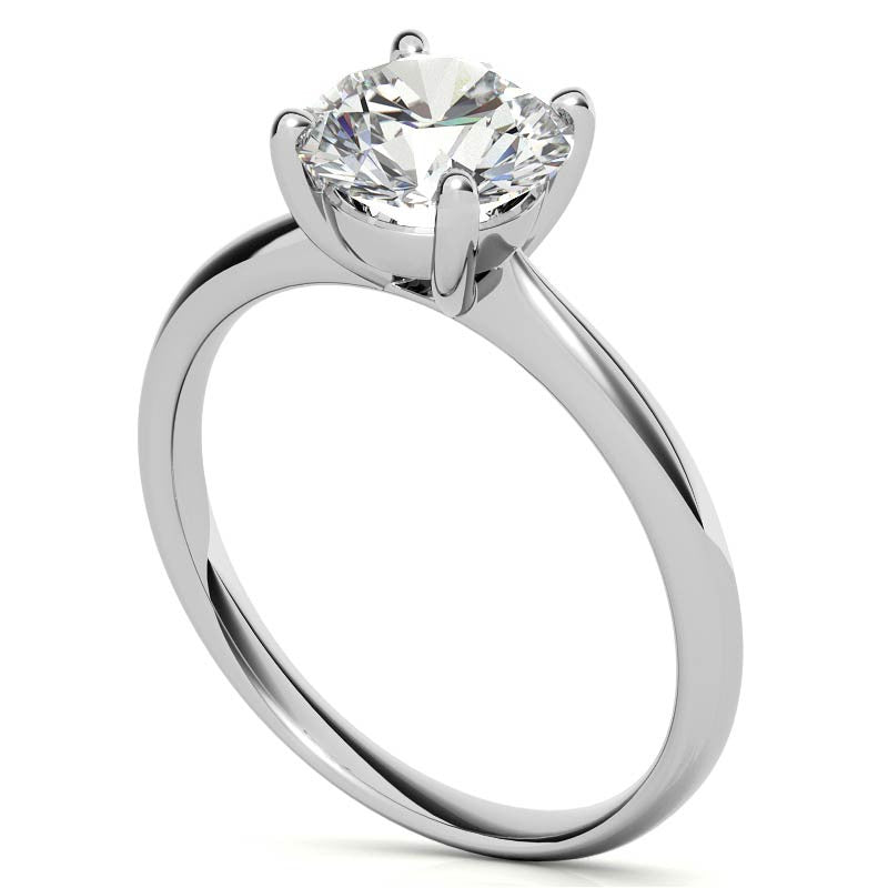 Round Brilliant Moissanite Low-Set Basket Solitaire Ring