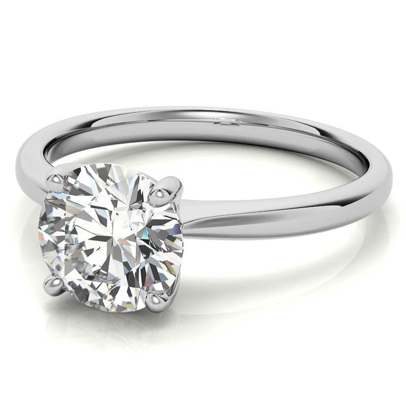 Round Brilliant Moissanite Low-Set Basket Solitaire Ring
