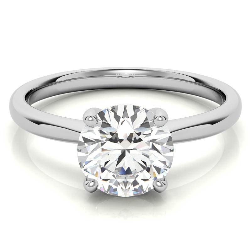 Round Brilliant Moissanite Low-Set Basket Solitaire Ring