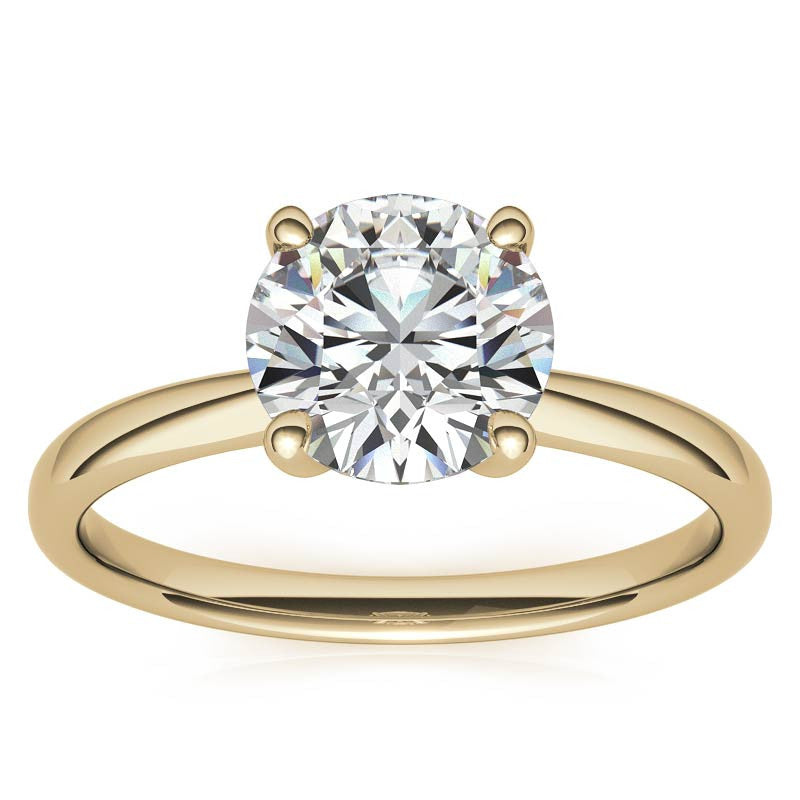 Round Brilliant Moissanite Low-Set Basket Solitaire Ring
