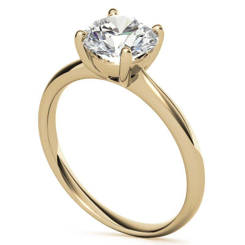 Round Brilliant Moissanite Low-Set Basket Solitaire Ring