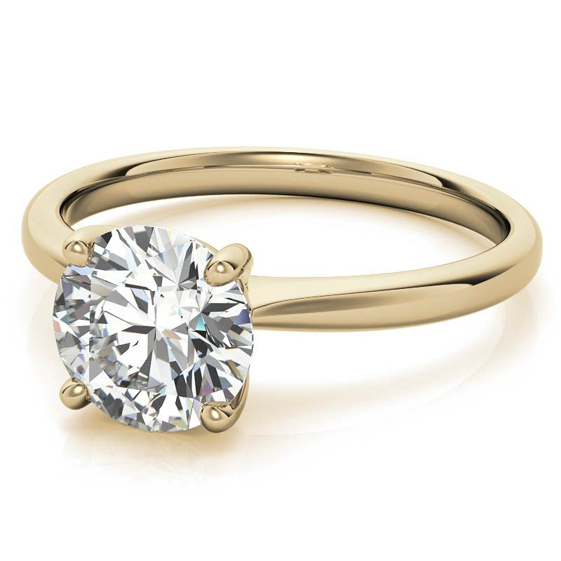 Round Brilliant Moissanite Low-Set Basket Solitaire Ring