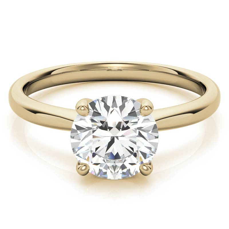 Round Brilliant Moissanite Low-Set Basket Solitaire Ring