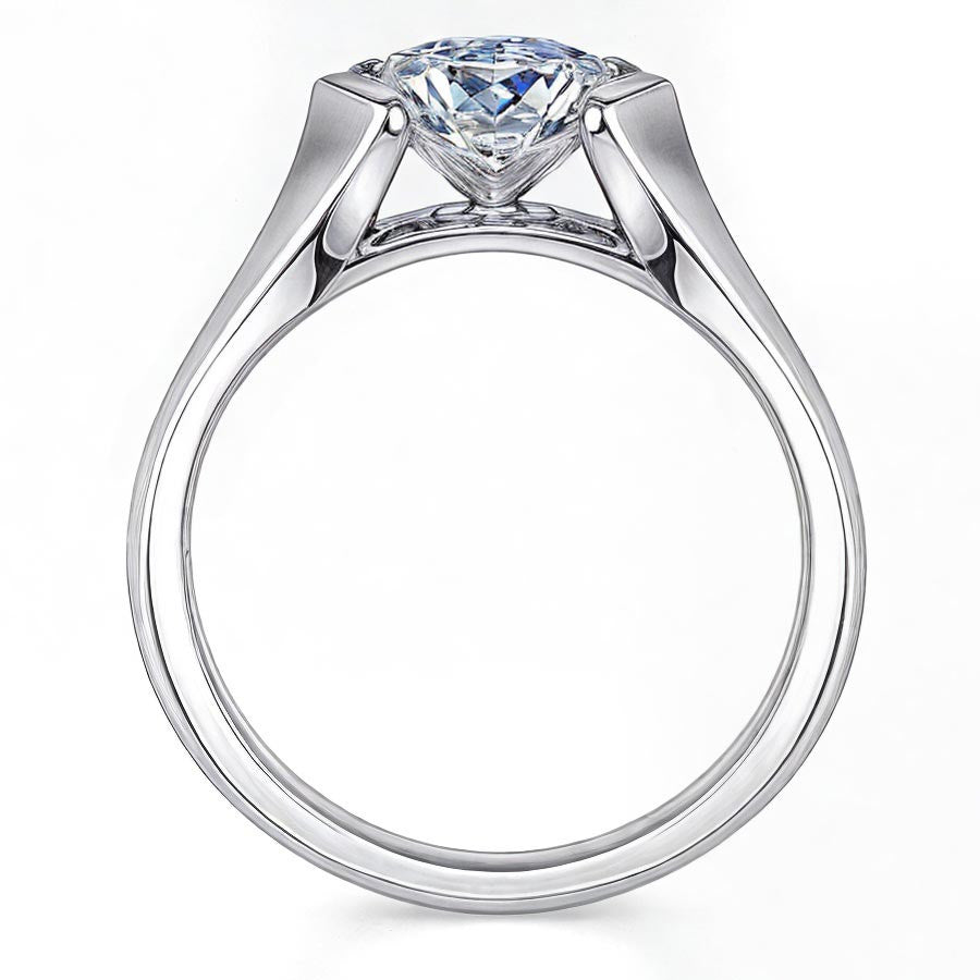 Semi-Bezel Round Brilliant Moissanite Solitaire Ring