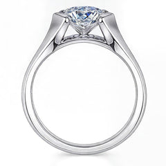 Semi-Bezel Round Brilliant Moissanite Solitaire Ring