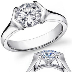 Semi-Bezel Round Brilliant Moissanite Solitaire Ring