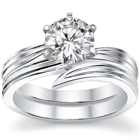 Moissanite Modern Bypass Solitaire Ring
