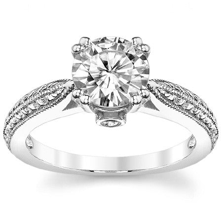 Double Prong Antique Solitaire Ring with Surprise Stone