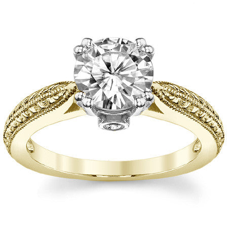 Double Prong Antique Solitaire Ring with Surprise Stone