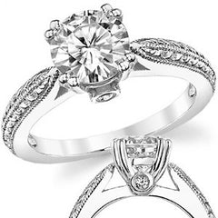 Double Prong Antique Solitaire Ring with Surprise Stone