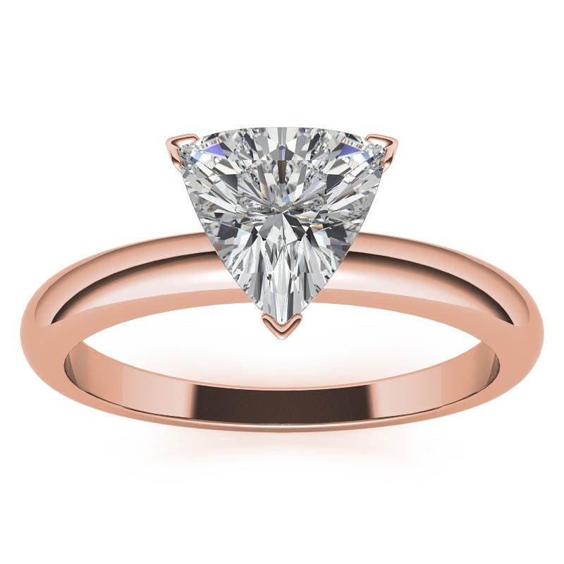 Trillion Cut Moissanite Solitaire Ring with Optional Matching Band
