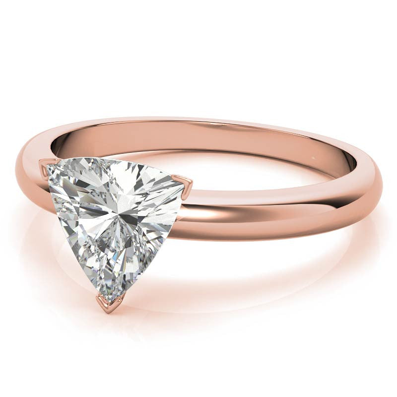Trillion Cut Moissanite Solitaire Ring with Optional Matching Band