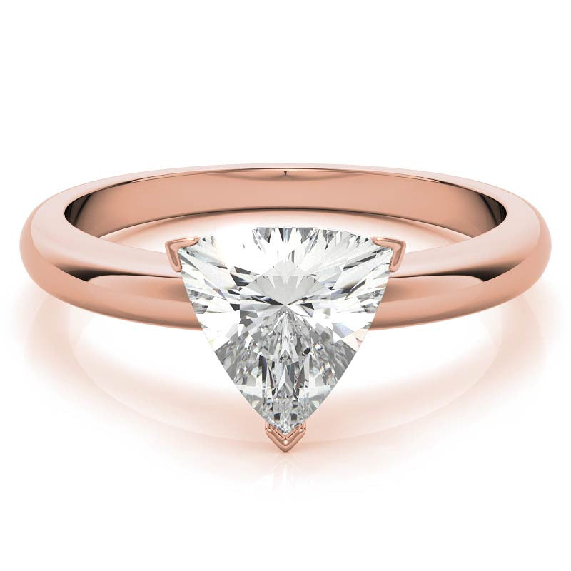 Trillion Cut Moissanite Solitaire Ring with Optional Matching Band