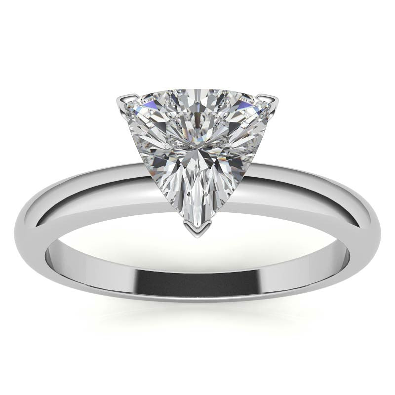 Trillion Cut Moissanite Solitaire Ring with Optional Matching Band