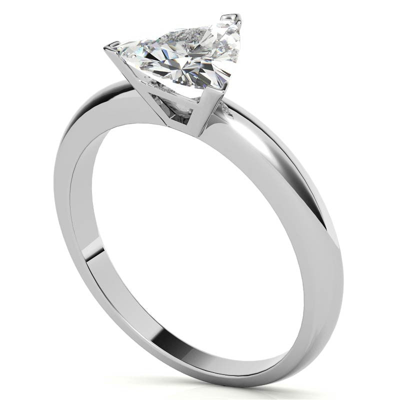 Trillion Cut Moissanite Solitaire Ring with Optional Matching Band