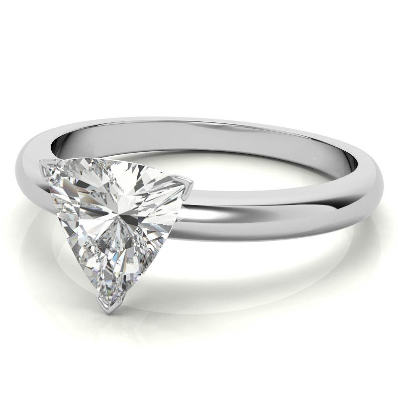 Trillion Cut Moissanite Solitaire Ring with Optional Matching Band