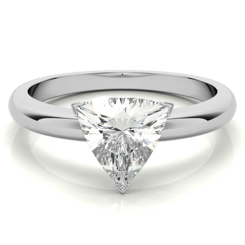 Trillion Cut Moissanite Solitaire Ring with Optional Matching Band