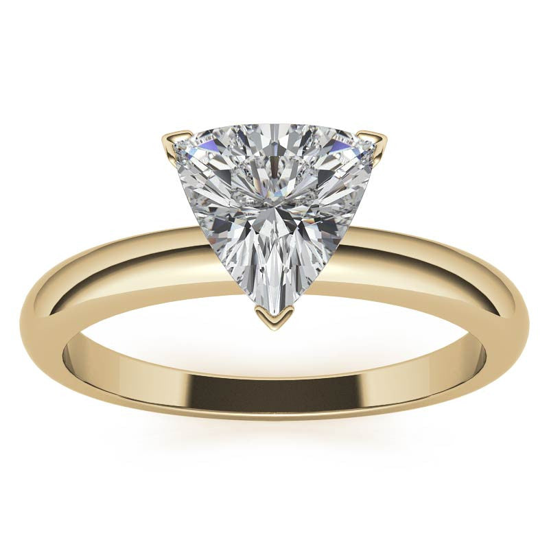 Trillion Cut Moissanite Solitaire Ring with Optional Matching Band