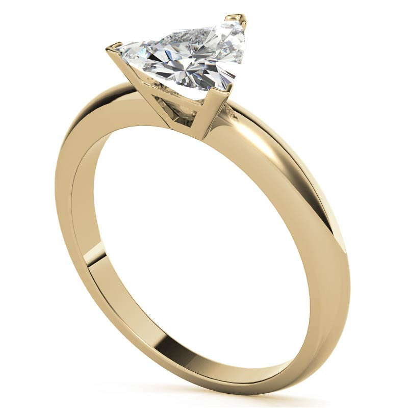 Trillion Cut Moissanite Solitaire Ring with Optional Matching Band
