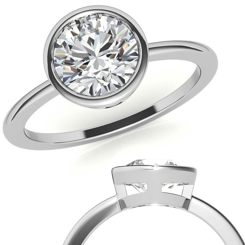 Round Brilliant Moissanite Bezel Solitaire Ring