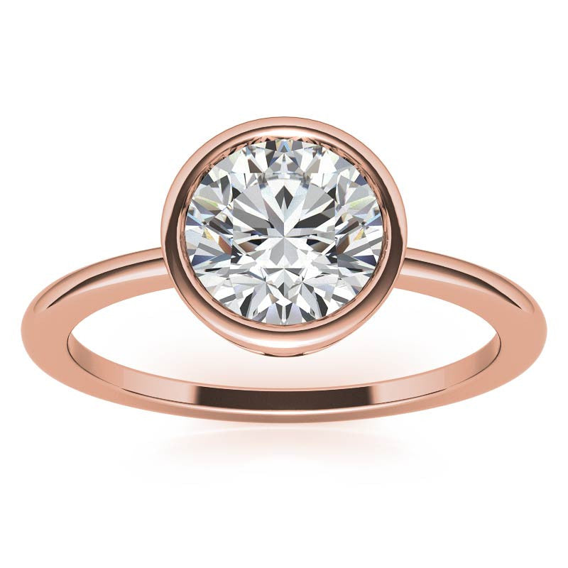 Round Brilliant Moissanite Bezel Solitaire Ring