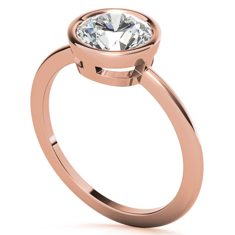 Round Brilliant Moissanite Bezel Solitaire Ring