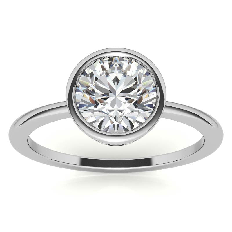 Round Brilliant Moissanite Bezel Solitaire Ring