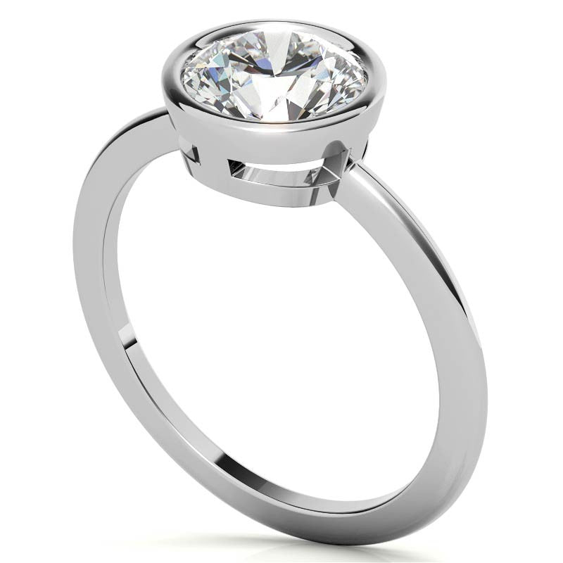 Round Brilliant Moissanite Bezel Solitaire Ring