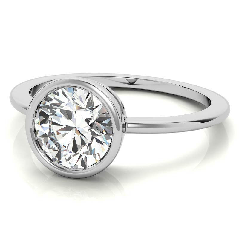 Round Brilliant Moissanite Bezel Solitaire Ring