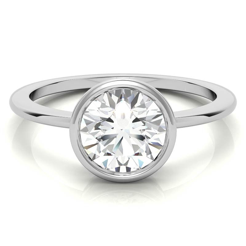 Round Brilliant Moissanite Bezel Solitaire Ring