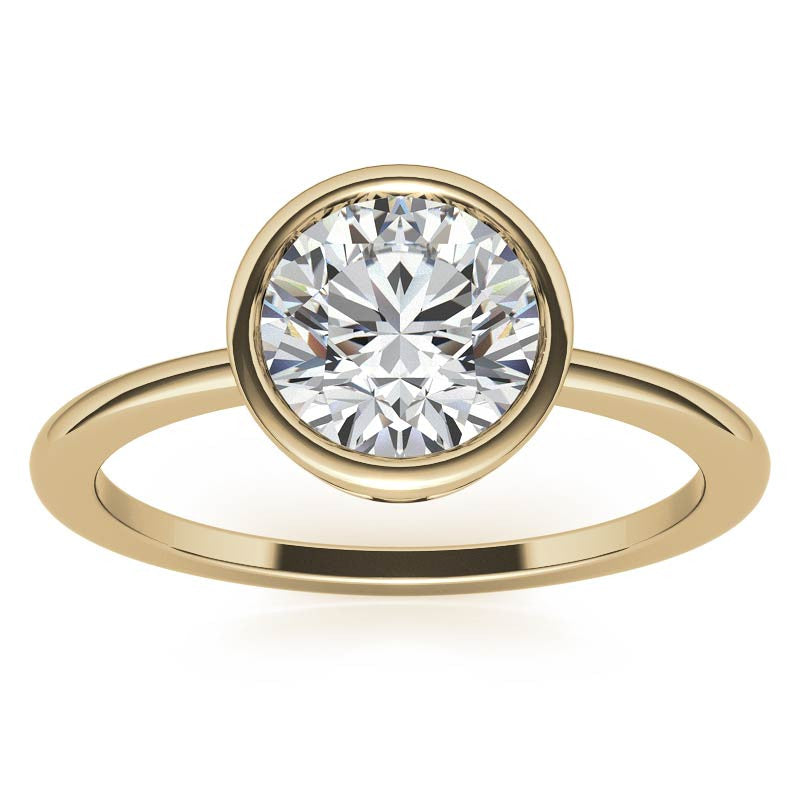 Round Brilliant Moissanite Bezel Solitaire Ring
