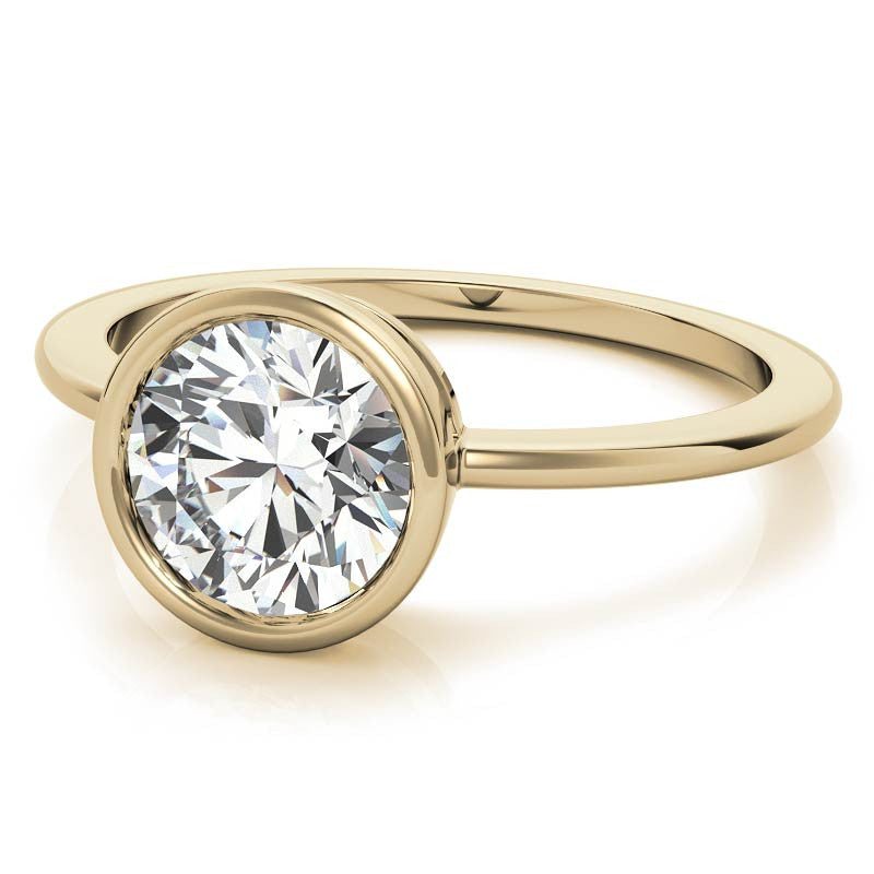Round Brilliant Moissanite Bezel Solitaire Ring