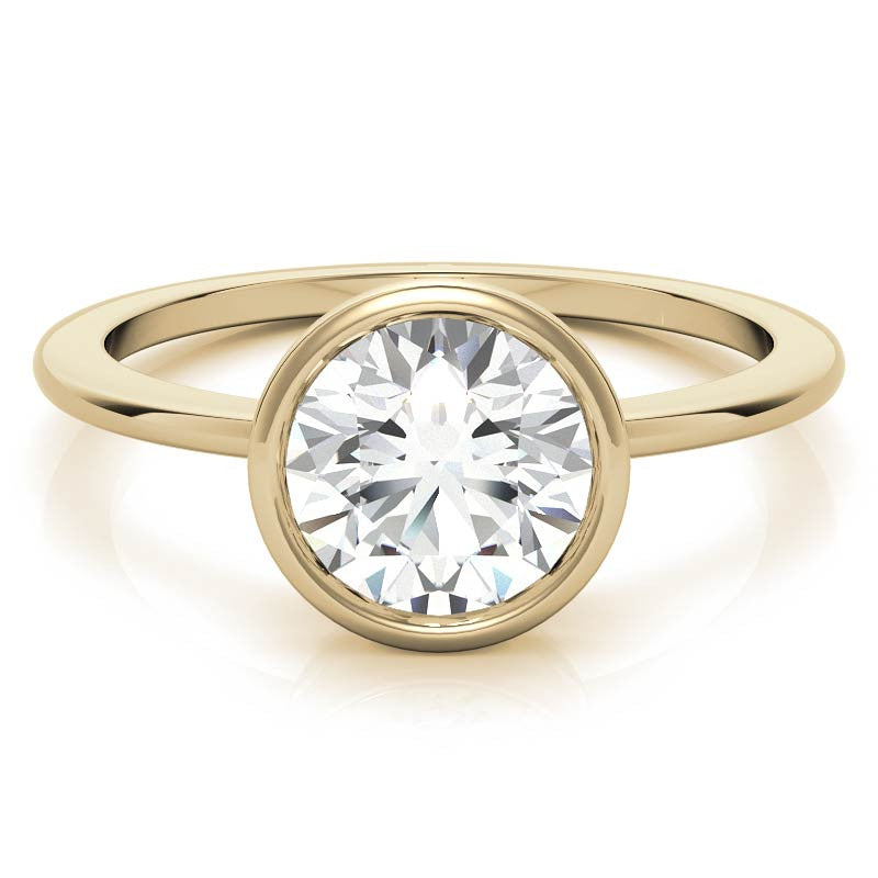 Round Brilliant Moissanite Bezel Solitaire Ring