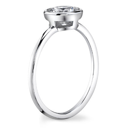 Heart Moissanite Bezette Solitaire Ring