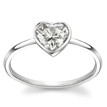Heart Moissanite Bezette Solitaire Ring