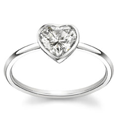 Heart Moissanite Bezette Solitaire Ring