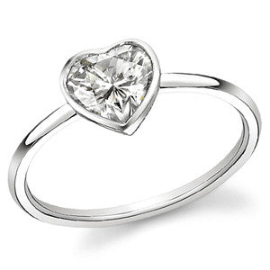 Heart Moissanite Bezette Solitaire Ring