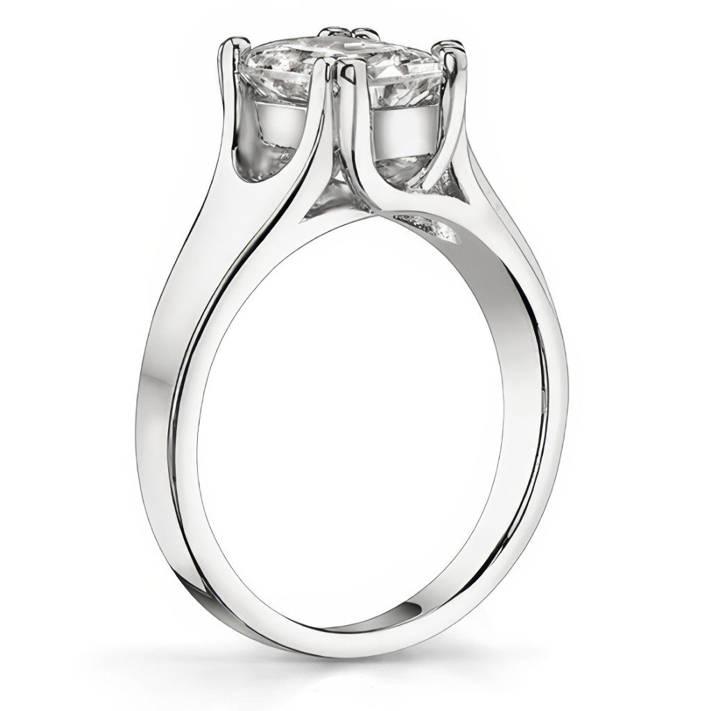 Double Prong Radiant/Emerald Moissanite Solitaire Ring
