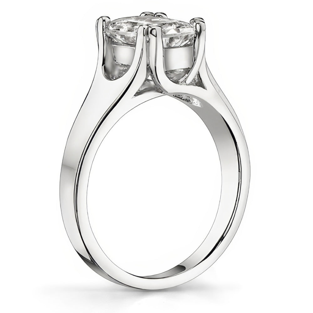 Double Prong Radiant/Emerald Moissanite Solitaire Ring
