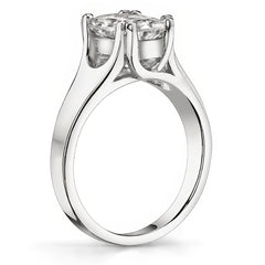 Double Prong Radiant/Emerald Moissanite Solitaire Ring