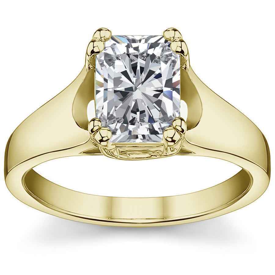 Double Prong Radiant/Emerald Moissanite Solitaire Ring
