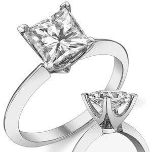 Knife-edge Princess cut Moissanite Solitaire Ring