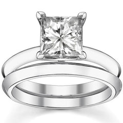 Knife-edge Princess cut Moissanite Solitaire Ring