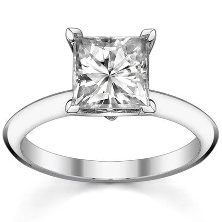 Knife-edge Princess cut Moissanite Solitaire Ring