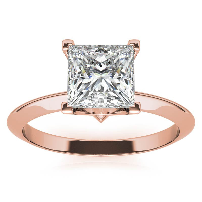 Knife-edge Princess cut Moissanite Solitaire Ring